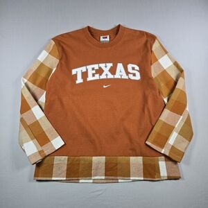 Vintage Nike Texas Longhorns Reworked Crewneck Sweatshirt Flannel Hybrid Custom